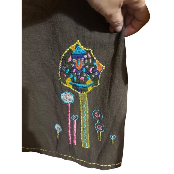 Sacred Threads Womens Bohemian Tunic Top With Embroidered Floral Detail 3/4 Slee - Picture 2 of 7